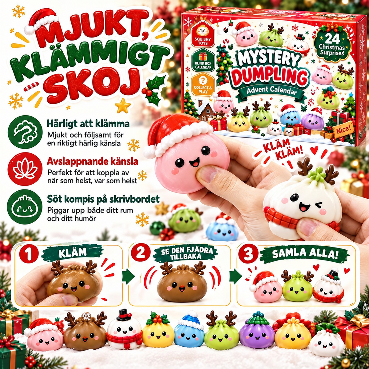 Tomtedumplings Adventskalender – 24 Squishy Överraskningar