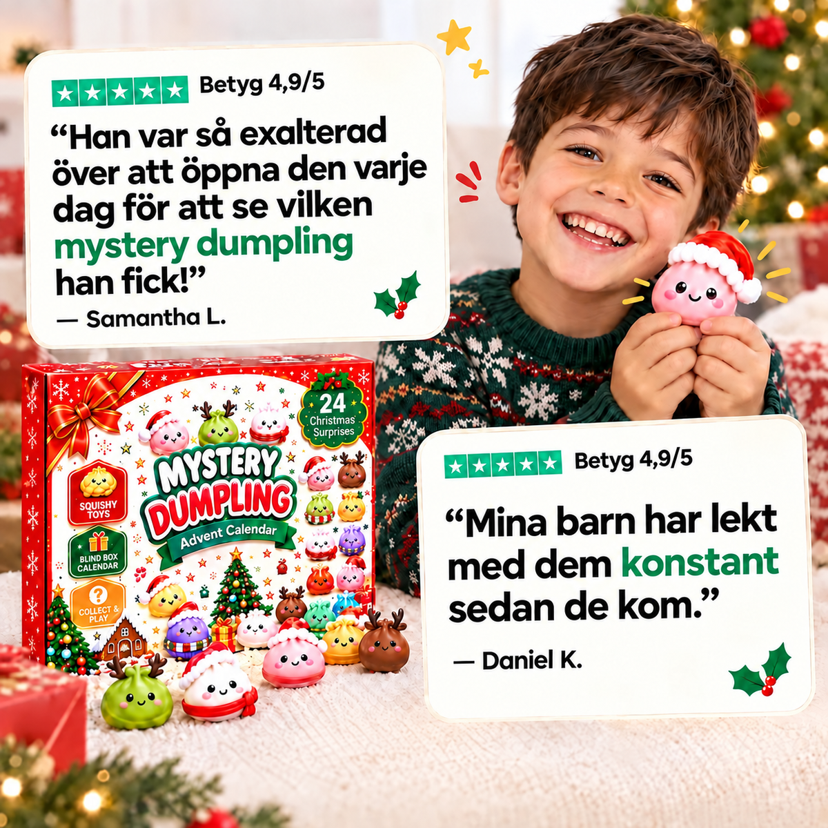 Tomtedumplings Adventskalender – 24 Squishy Överraskningar