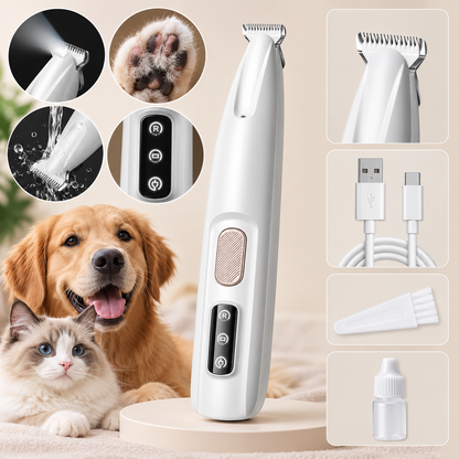 Lugnklipp™ Precisionstrimmer – Tyst Tasstrimmer med LED för Hund & Katt