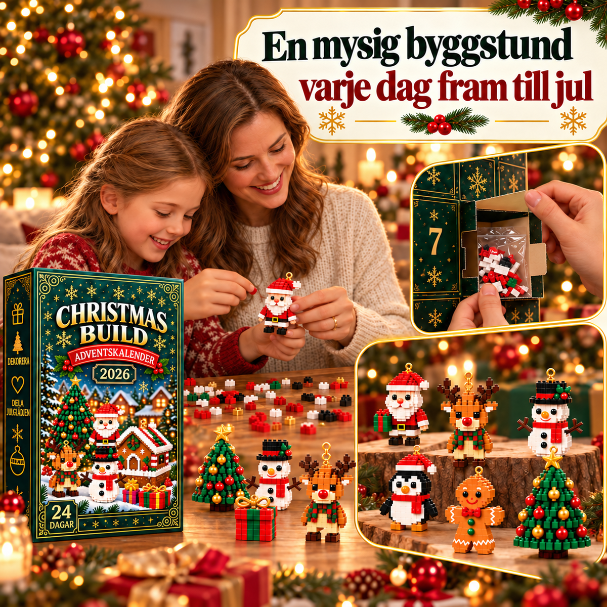 Julbygget™ – Julkalender med 24 figurer att bygga och hänga i granen