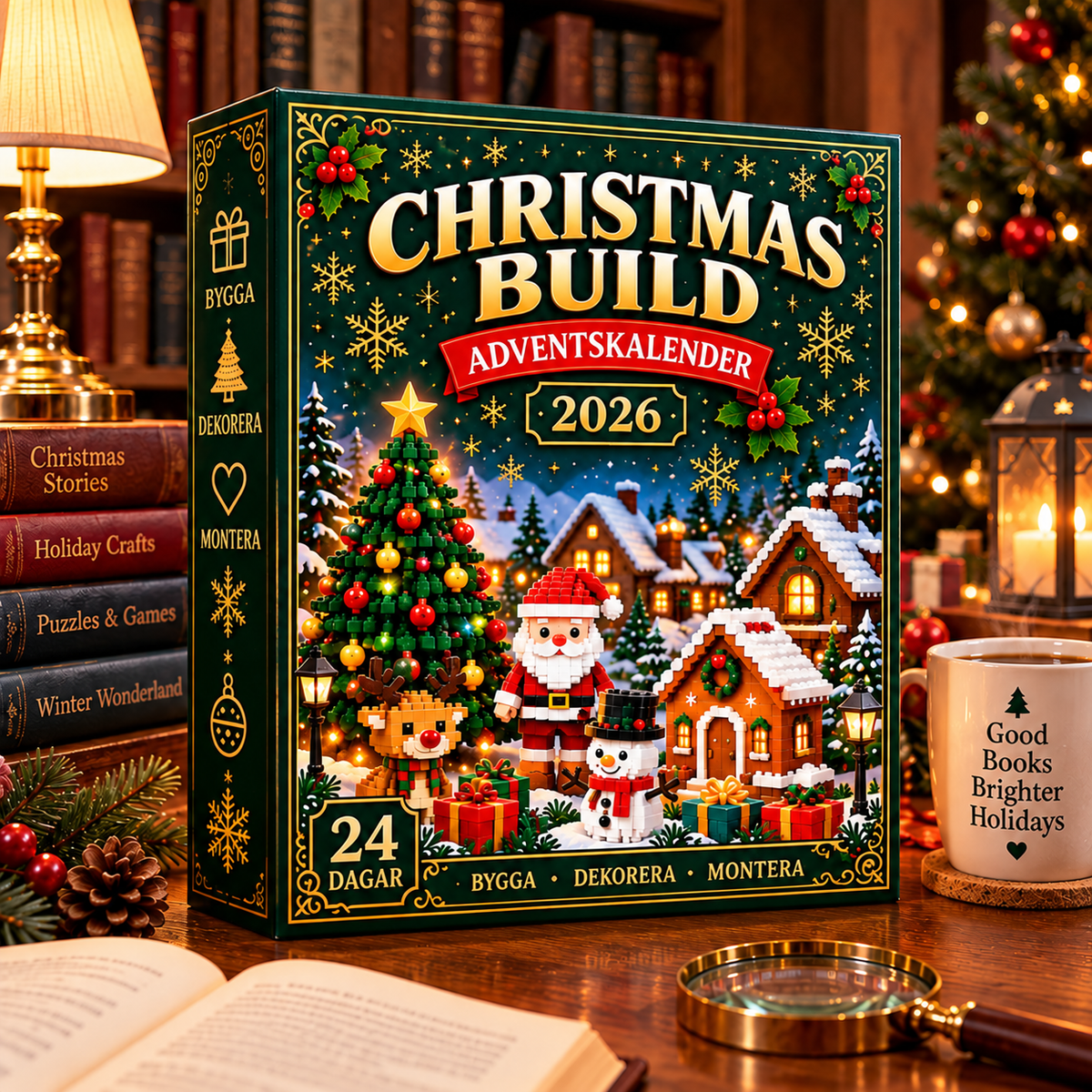 Julbygget™ – Julkalender med 24 figurer att bygga och hänga i granen