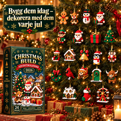 Julbygget™ – Julkalender med 24 figurer att bygga och hänga i granen