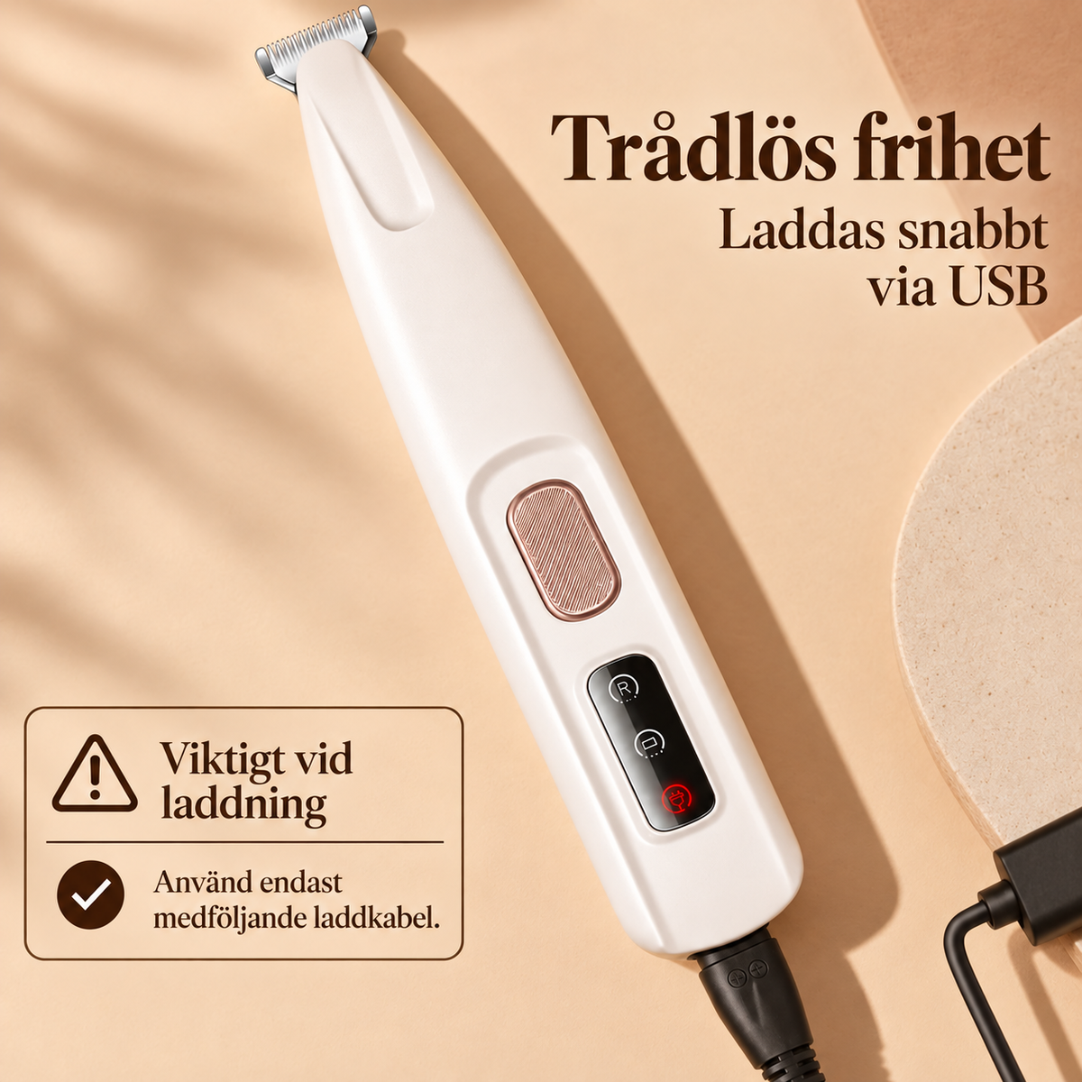 Lugnklipp™ Precisionstrimmer – Tyst Tasstrimmer med LED för Hund & Katt