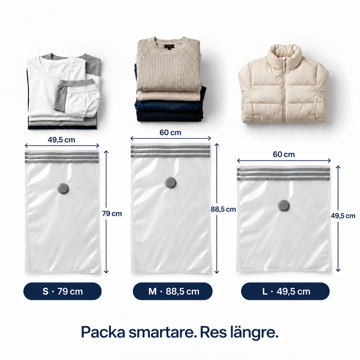 Packlätt™ – Vakuumpåsar för Resväskan med USB-C Pump