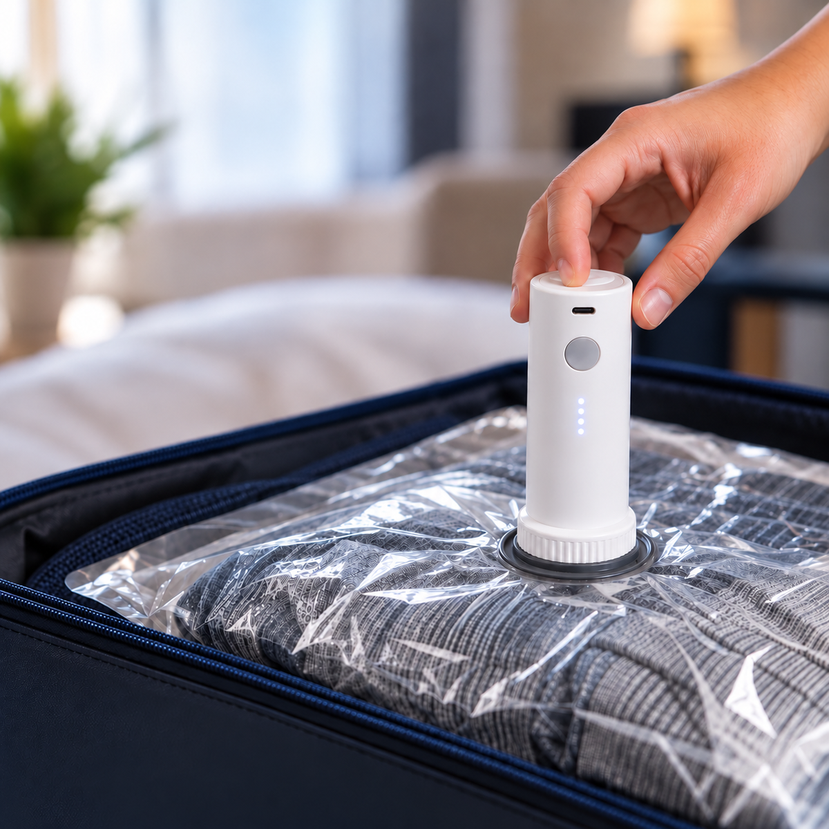 Packlätt™ – Vakuumpåsar för Resväskan med USB-C Pump