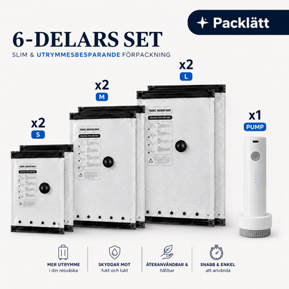 Packlätt™ – Vakuumpåsar för Resväskan med USB-C Pump