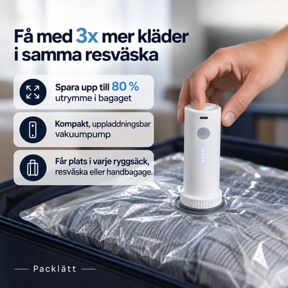 Packlätt™ – Vakuumpåsar för Resväskan med USB-C Pump