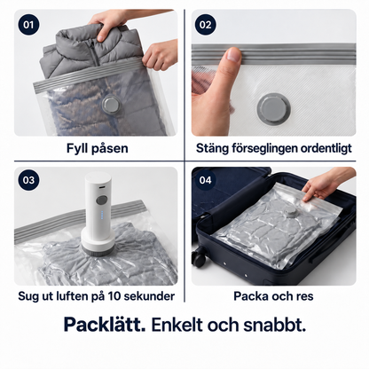 Packlätt™ – Vakuumpåsar för Resväskan med USB-C Pump
