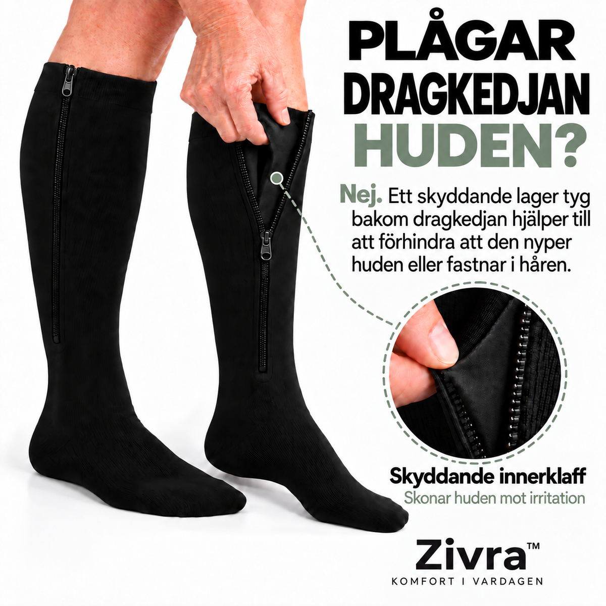 Zivra™ Stödstrumpor med dragkedja