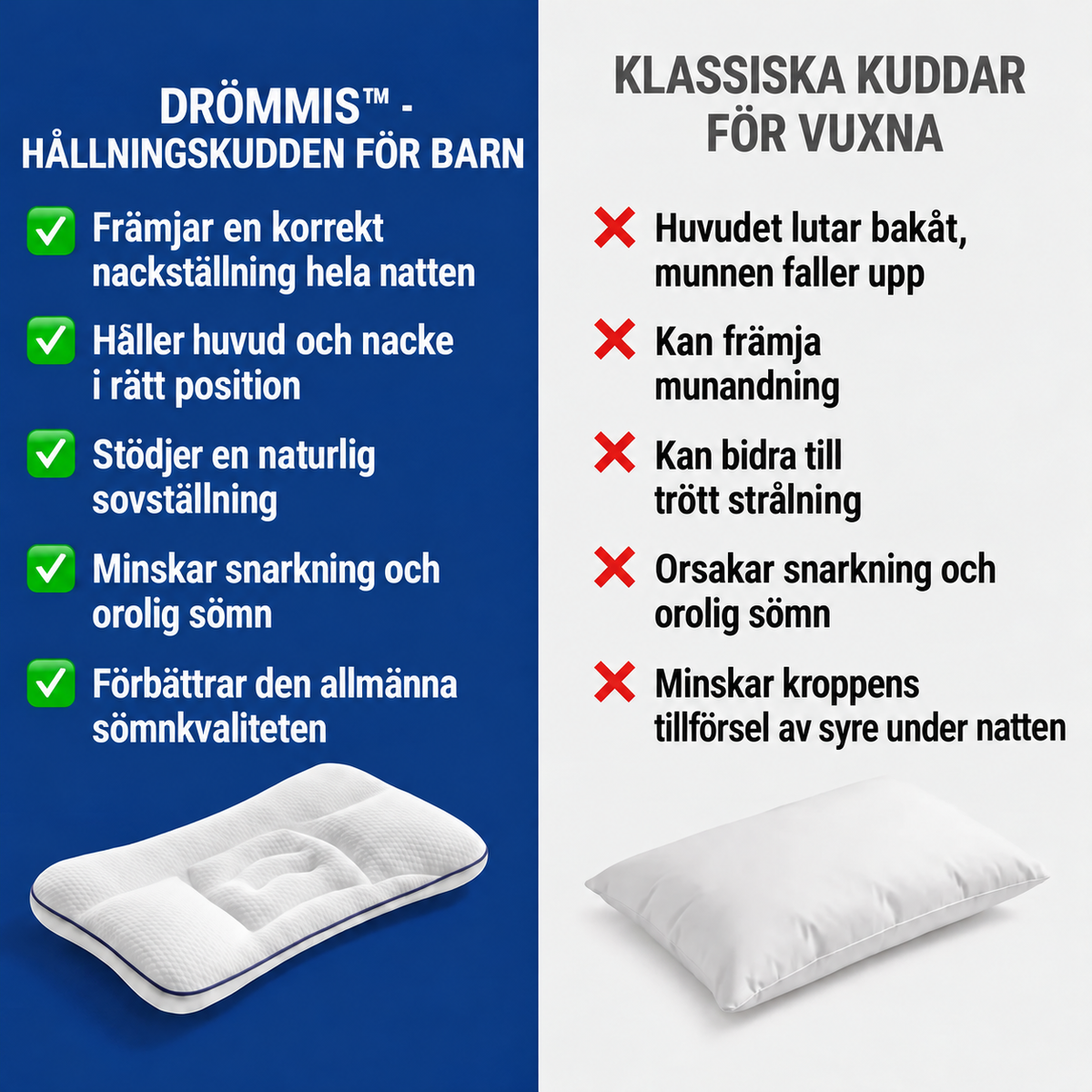 Drömmis™ – Ergonomisk kudde för barn